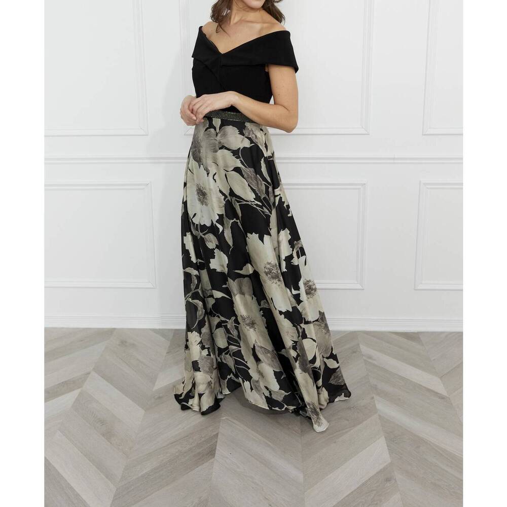 NEW FRANK LYMAN woven long dress in black/beige